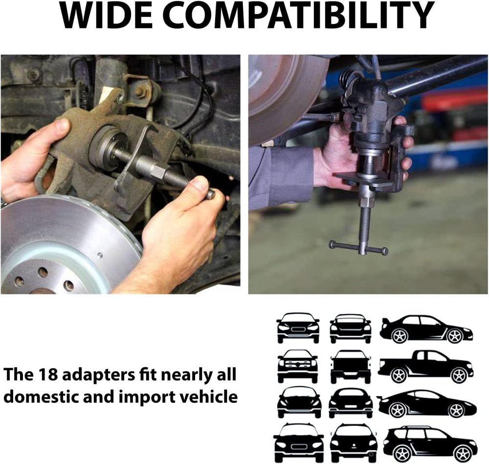 Torin 22 PCS Brake Caliper Press Tool Kit, Disc Brake Piston Caliper Compressor