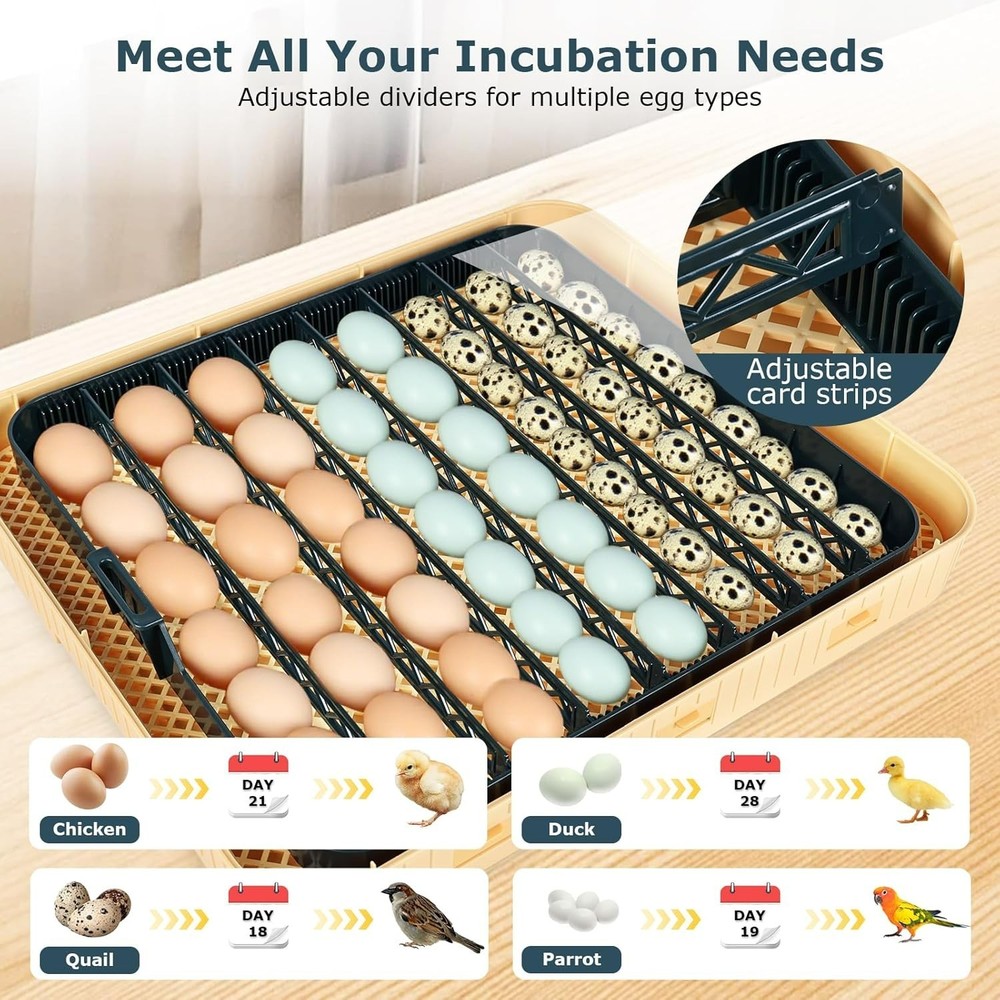 Incubators for Hatching Eggs, 56 Eggs Incubator with Egg Candler, Auto Egg Turne