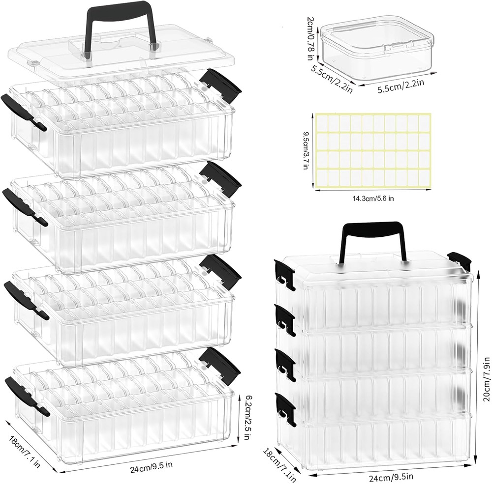 Bead Organizer Box 120 Pcs, 4-Tier Large Capacity Stackable Bead Storage Contain