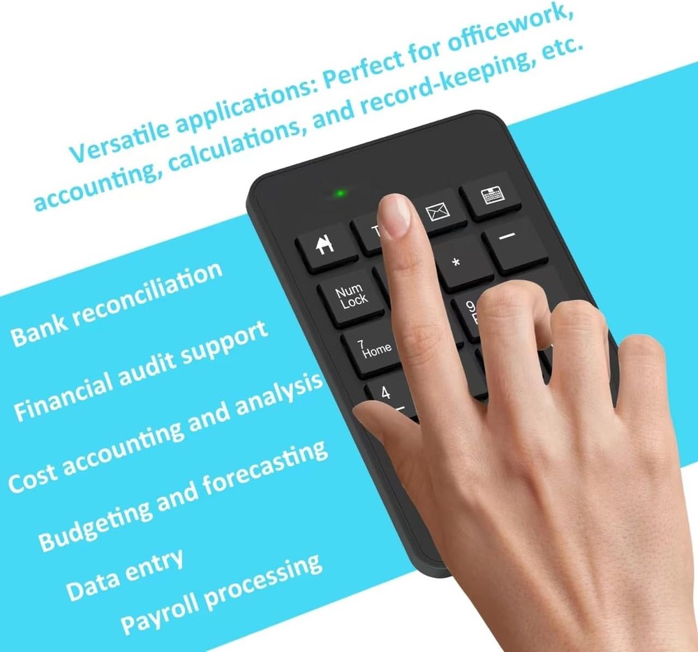 Wireless Number Pad with Battery, Enhanced Efficiency 23 Keys Black