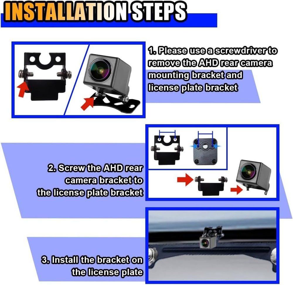 Waterproof Reverse Camera Mount for US License Plates - Easy Installation