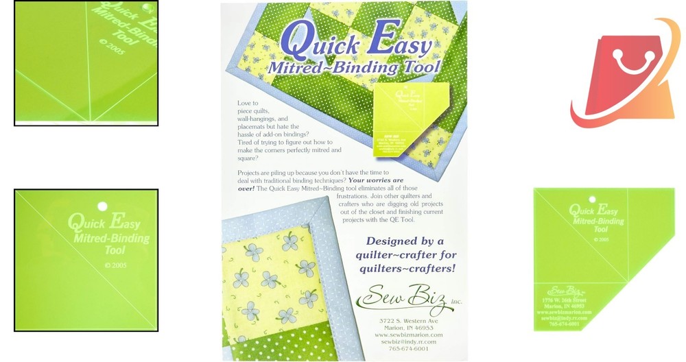 Fabric Miter Binding Tool Quilting Crafting Easy Corner Square Seam