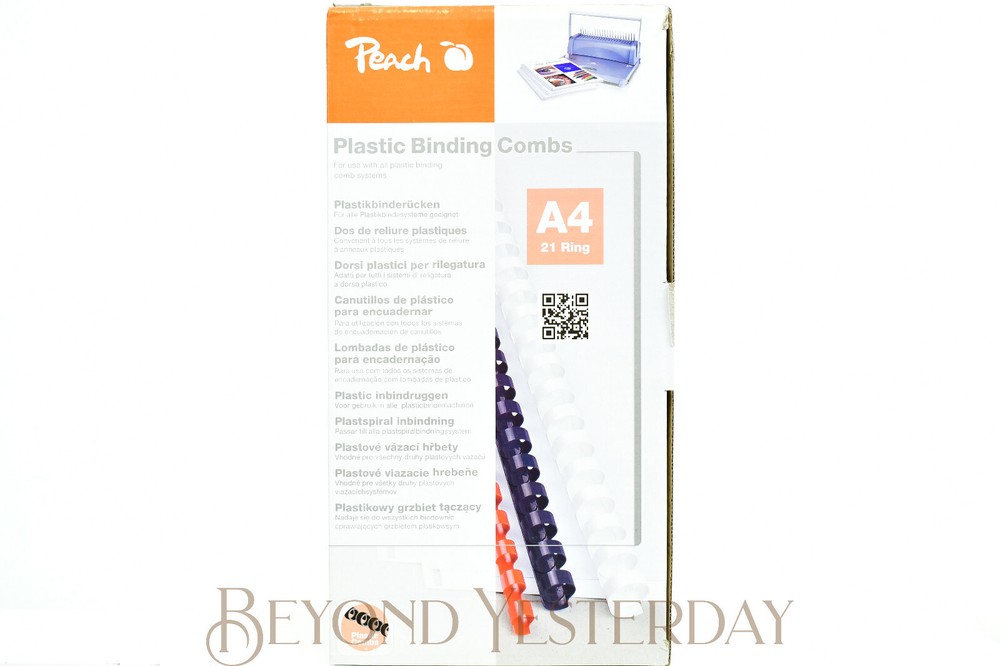 NEW: PEACH A4 PLASTIC BINDING COMBS - WHITE - 50 PACK - 21 RING - 44mm 440 SHEET