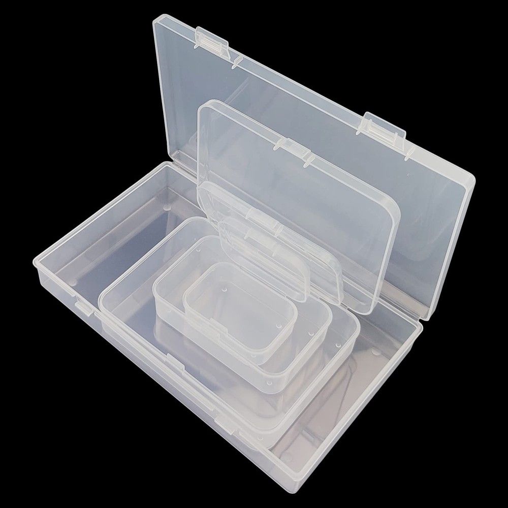 Thintinick 96 Pack Rectangular Clear Plastic Mixed Sizes 2, Transparent