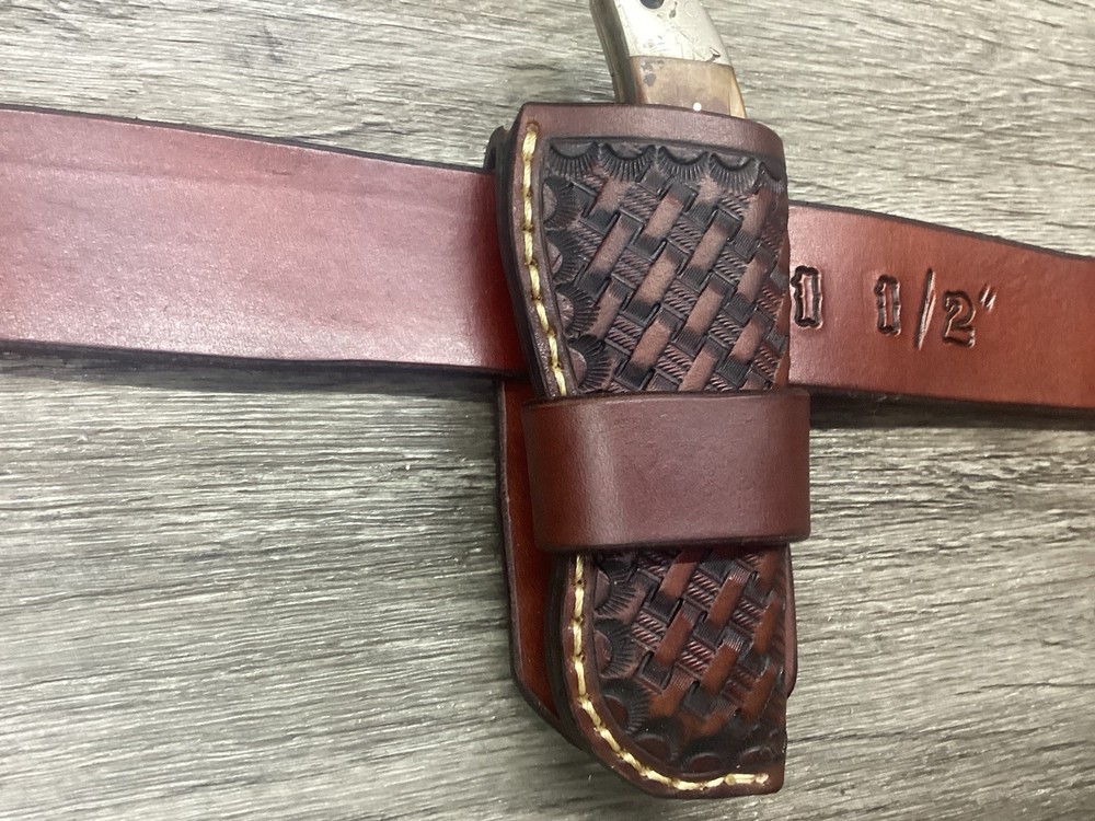 Leather Folding Knife Case Sheath Folding Hunter 5 1/4" Size (Sheath Only)