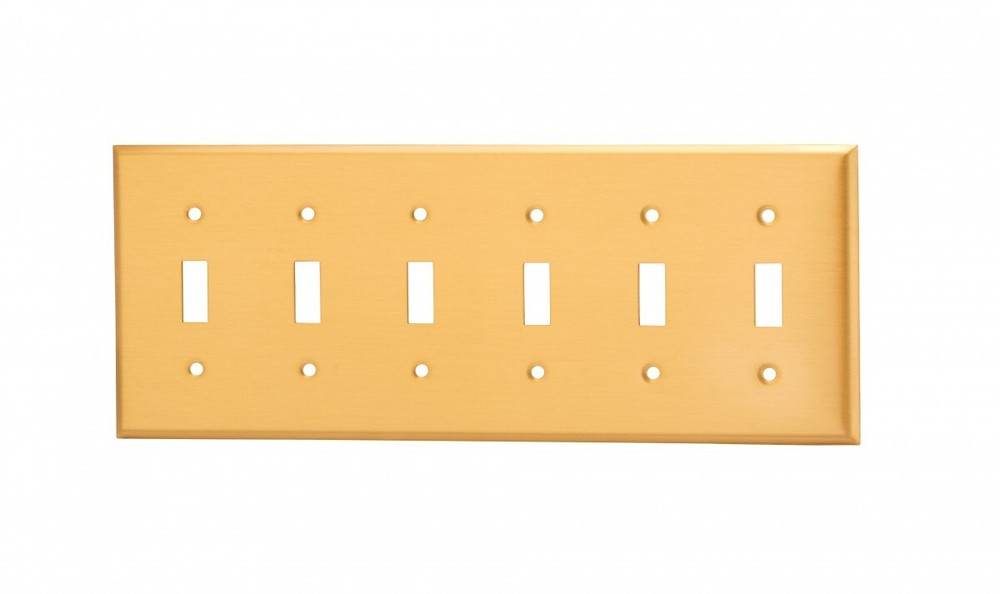 Switch Plate Brushed Solid Brass Six Toggle | Renovator's Supply