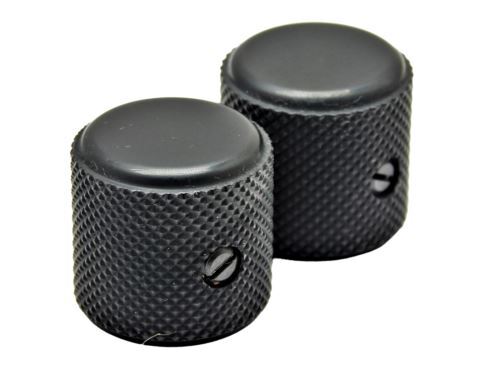 Tele Flat Top Barrel Knobs (Fits Solid Shaft) 2pc. Black