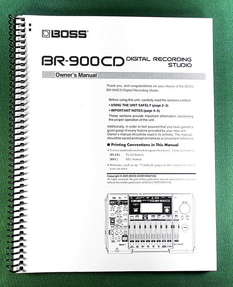 Boss BR-900CD Owner's Instruction Manual: 232 Pages & Protective Covers!