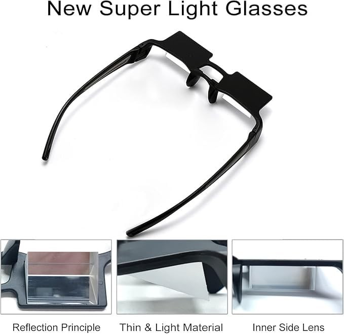 90° Angle Prism Reading Glasses for Lying Down, Watching TV, Mobile Use