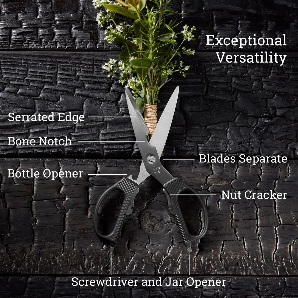 Shun Multi Purpose Kitchen Shears with Nutcracker Jar Opener and Screwdriver ...