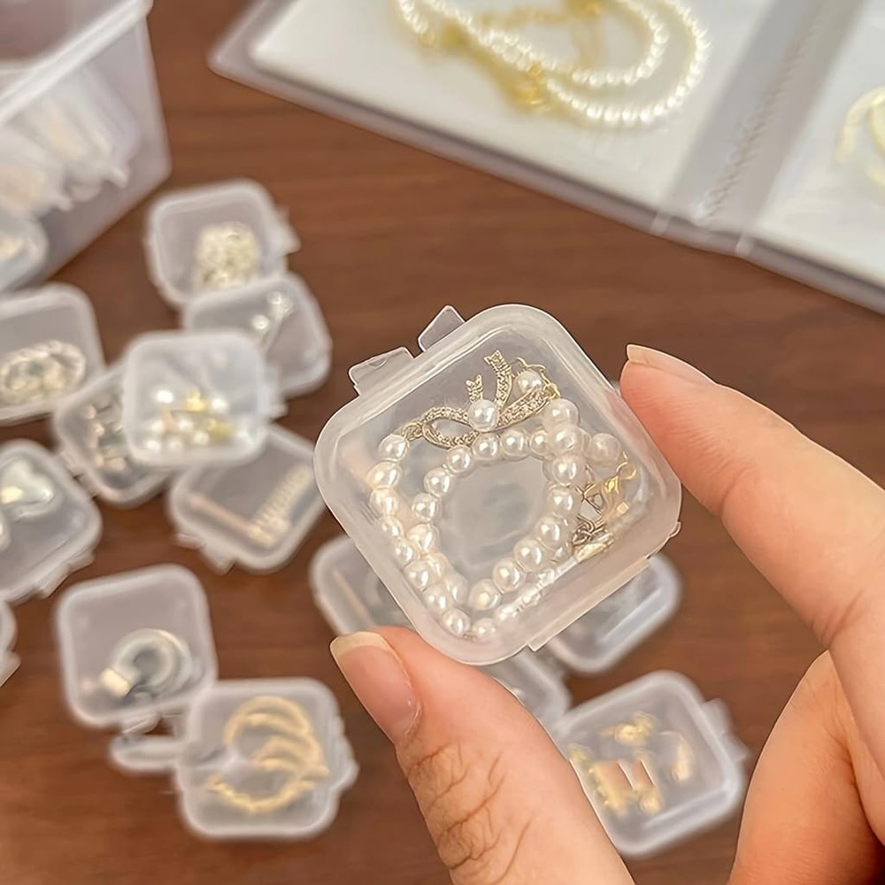 6Pcs Mini Jewelry Storage Containers, Clear Plastic Cases