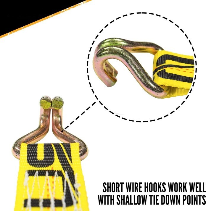 2 pcs - 2" Heavy Duty Double J Wire Hook tie down strap cargo webbing rigging
