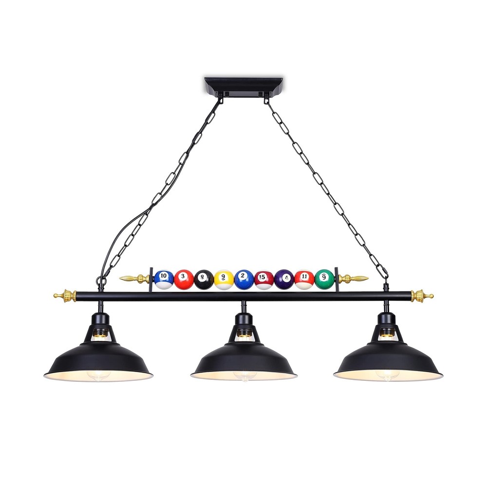 3-Light Billiard Pool Table Lights Hanging Over Pool Table, for 7'-8' Table w...