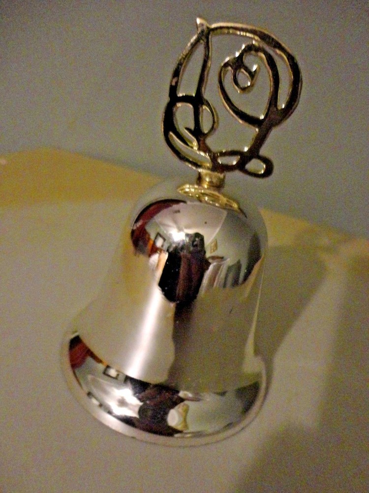 SILVER PLATED BELL WITH GOLDEN HANDLE
