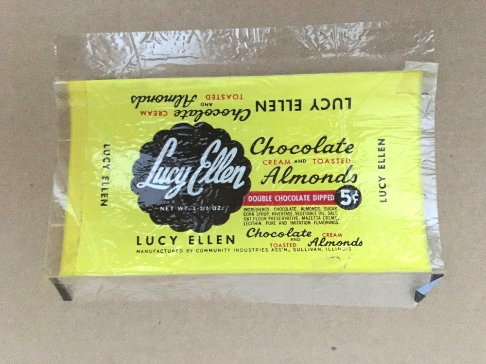 1950 Lucy Ellen 5 Cent Chocolate & Almonds Candy Bar Wrapper