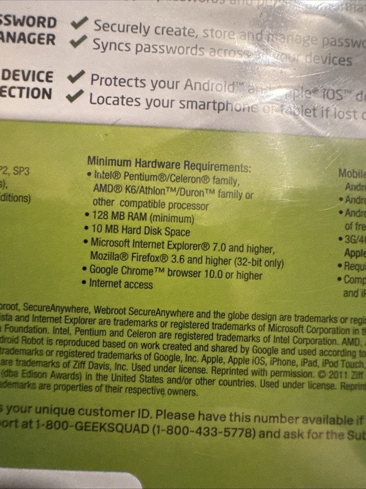 Webroot Software Secure Anywhere Internet Security Plus 2013 for PC / Mac