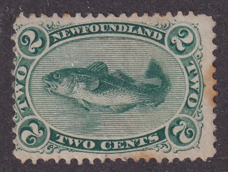 MATT'S STAMPS SCOTT NEWFOUNDLAND #24, 2-CENT CODFISH 1865-1894 ISSUE, MH CV$110