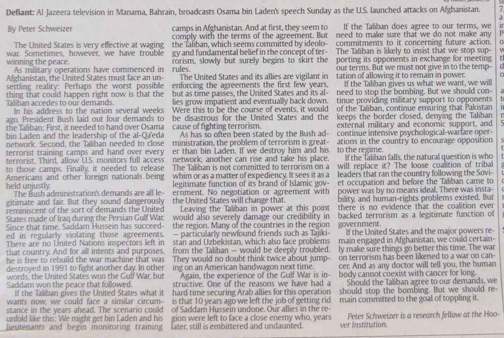 Vintage 2001 FIRST Attack Afghanistan War Newspaper
