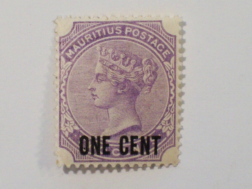 1893 British Mauritius 2 Cent with 1 Cent Overprint, Scott #89 MNH