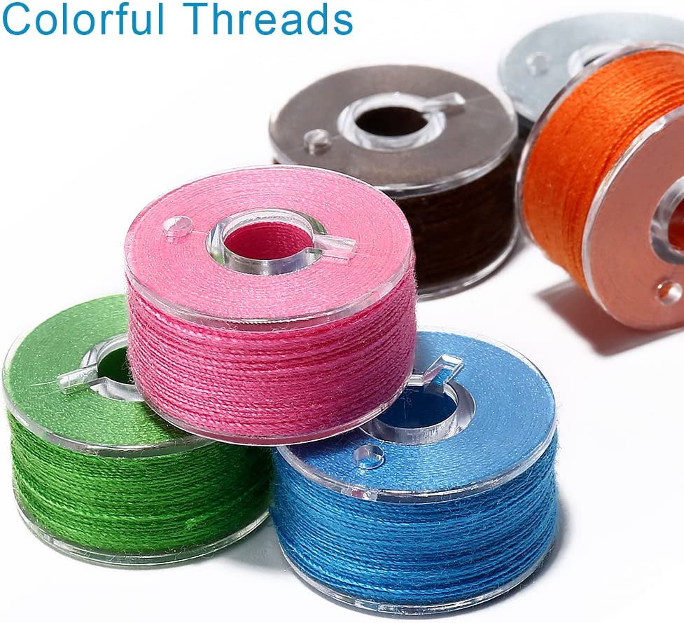 36Pcs Bobbins and Sewing Threads with Bobbin Case for Multiple Sewing Machine, P