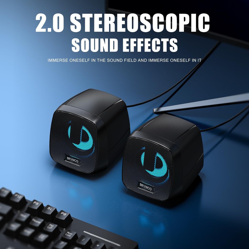 2.0 Channel RGB Computer Speakers | Compact Size with Dynamic Color-Changing ...