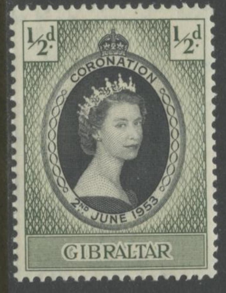 GIBRALTAR Sc#131 1953 QEII Coronation Complete OG Mint Hinged