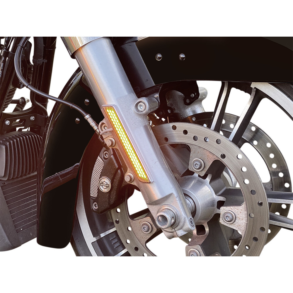 Custom Dynamics LED Fork Light - Amber - Black | CD-FORK-BCM-AB