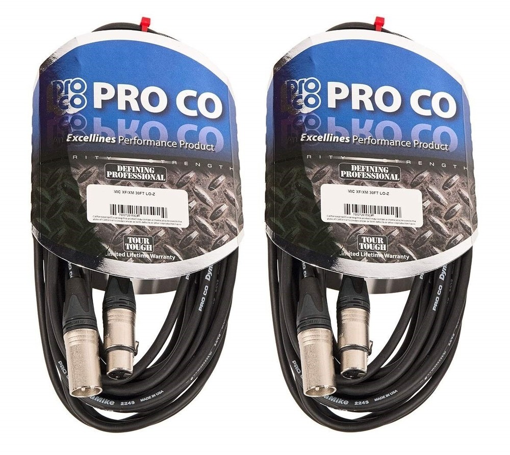 (2 Pack) ProCo EXMN-25 Excelines Microphone Cable with Neutrik Connectors - 25ft
