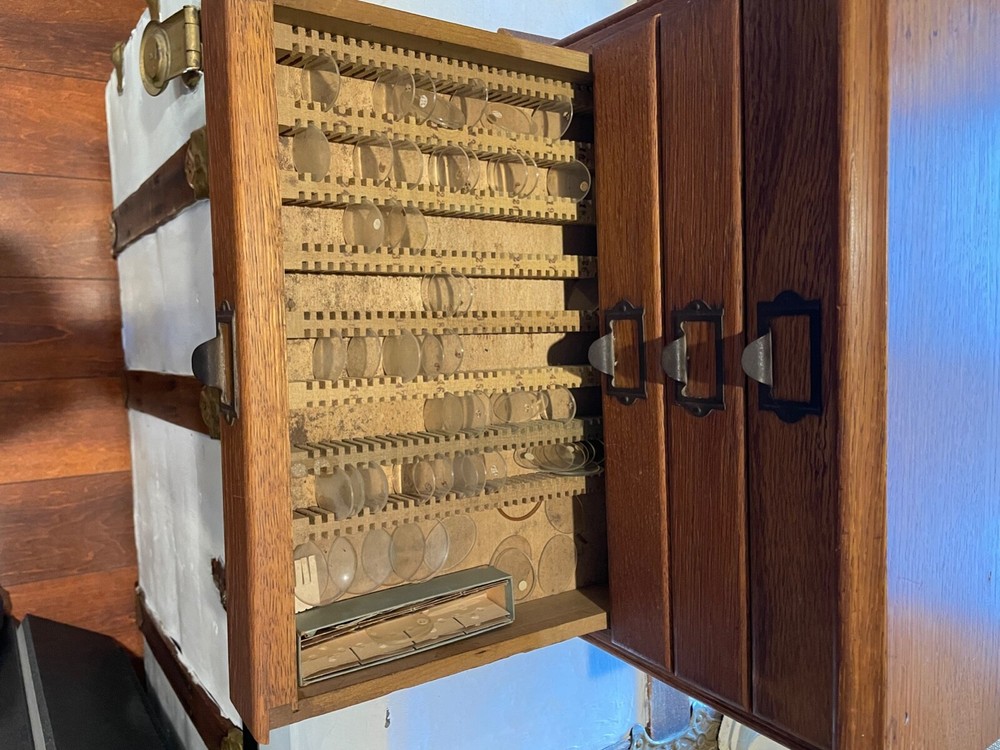 Rare Wooden Optometrist Case with Lenses