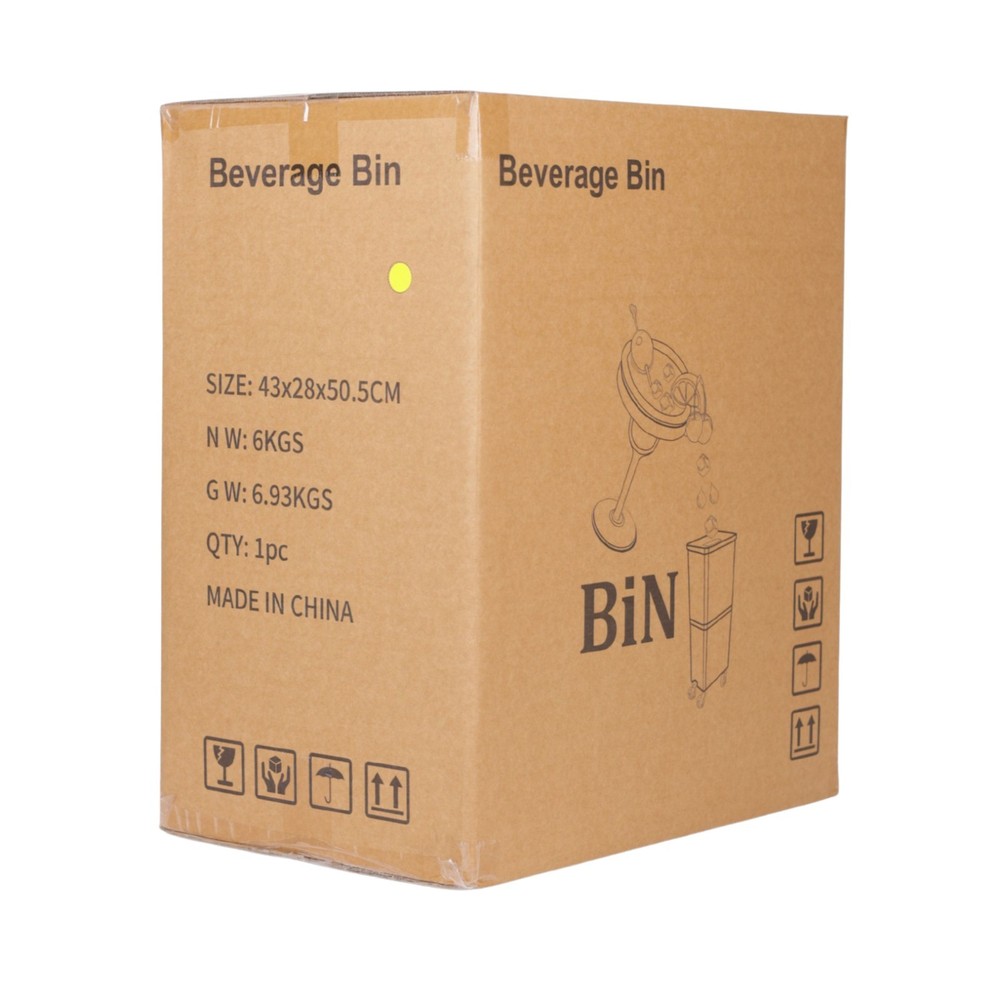 Yellow Drink Dump Bin w/ Wheels – Dual Compartment Liquid & Trash Disposal