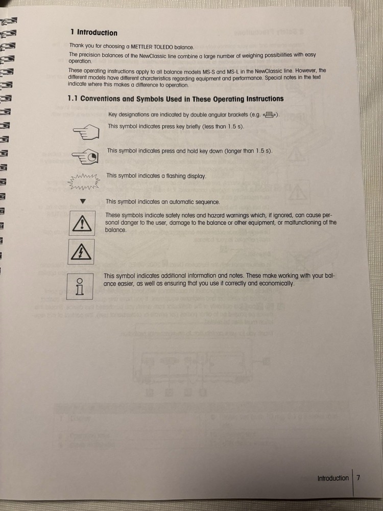 Mettler Toledo ME & MS-S/ MS-L Models Analytical Balance Instructions Manual