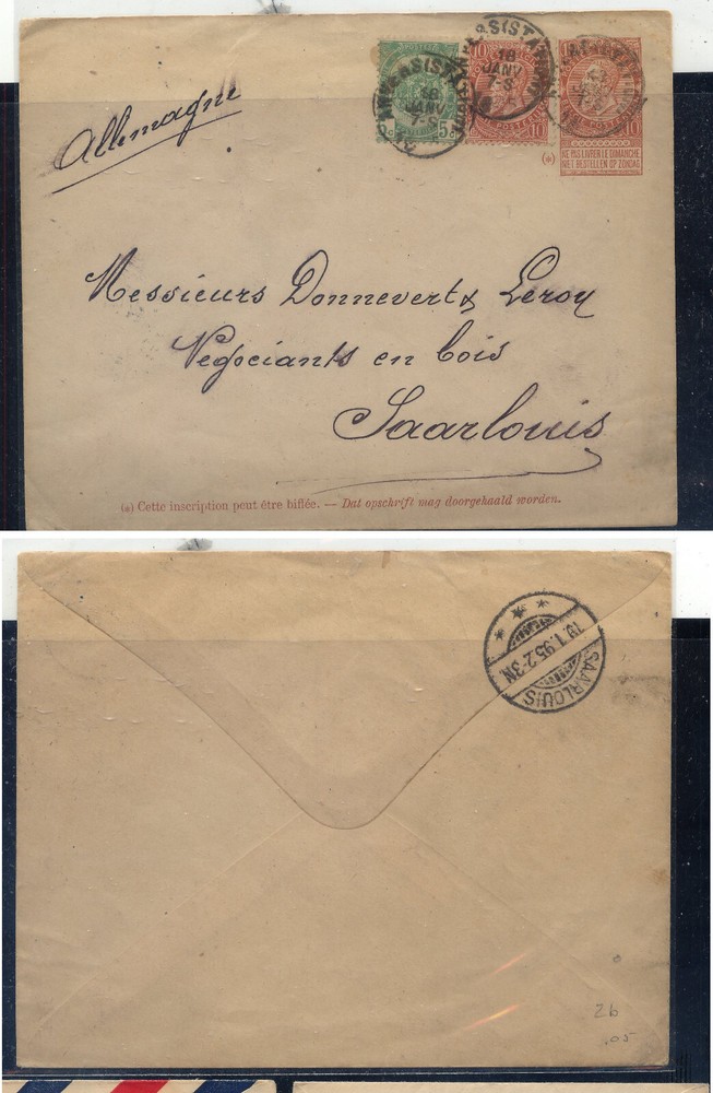 Belgium  large  postal  envelope,  uprated