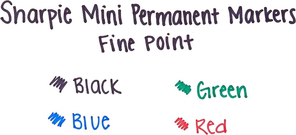 Sharpie Mini Permanent Markers, Fine Point, Assorted Colors, 4 Count - 35113PP