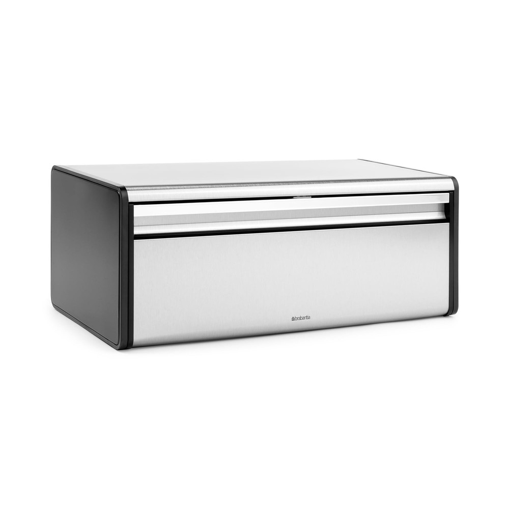 Brabantia Rectangular Fall Front Bread Box | Matt Steel | Large Metal Front O...