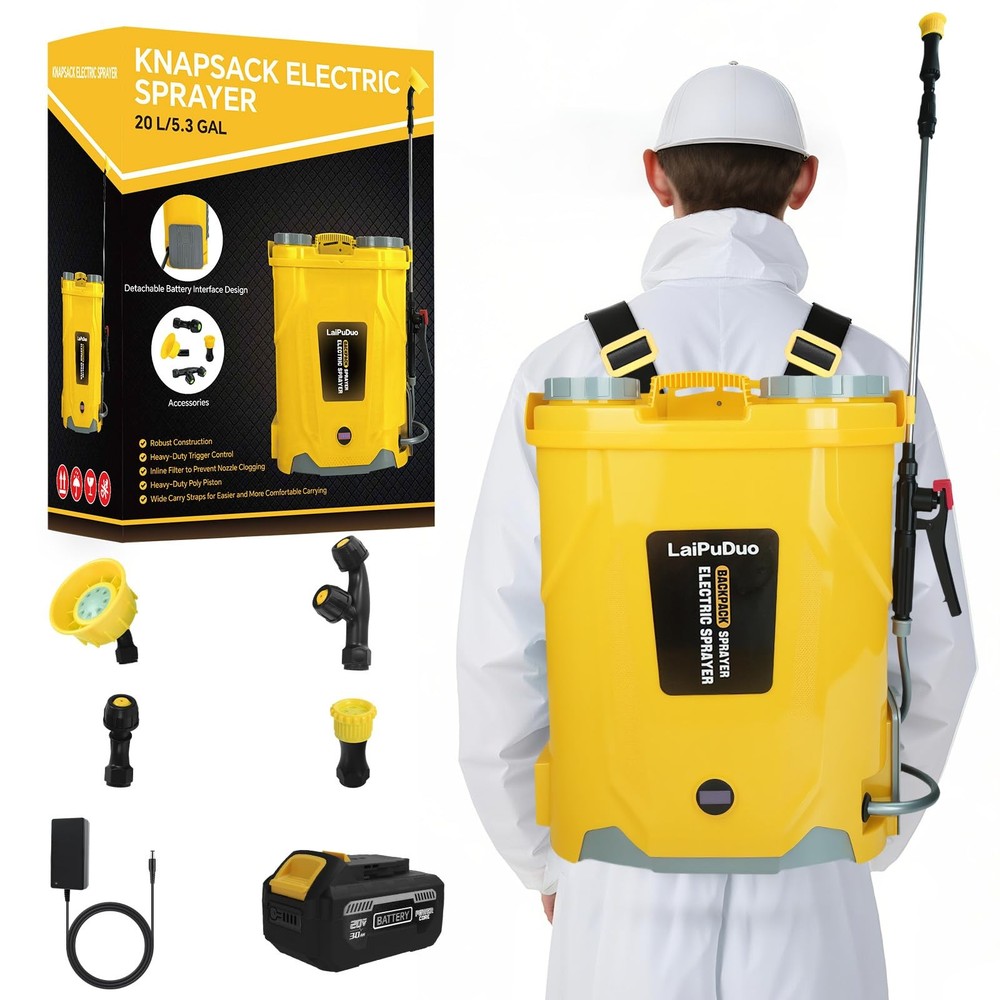 Battery Backpack Sprayer 5.3 Gal 100 PSI for DeWalt