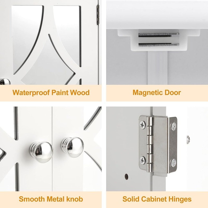 Multi-Functional Wall Mounted Cabinet W/ Towel Rack & Mirror Doors Storage New