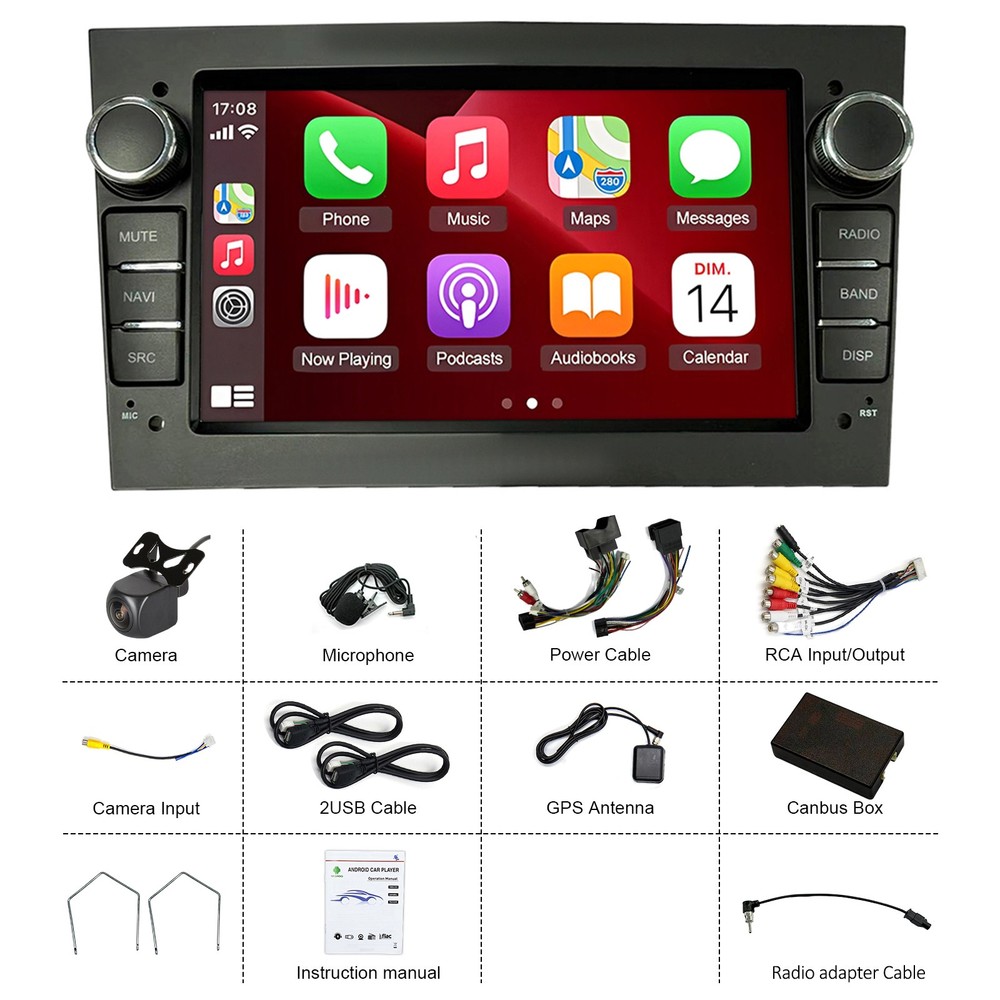 CarPlay Android Auto Android 15 4+64G 7"Screen For Opel Combo 2000,2004-2010