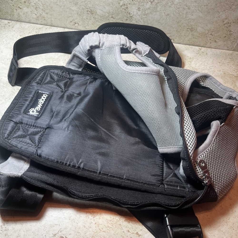 Pawaboo Pet Carrier Backpack Adjustable Front Cat Dog Size Medium Gray EUC
