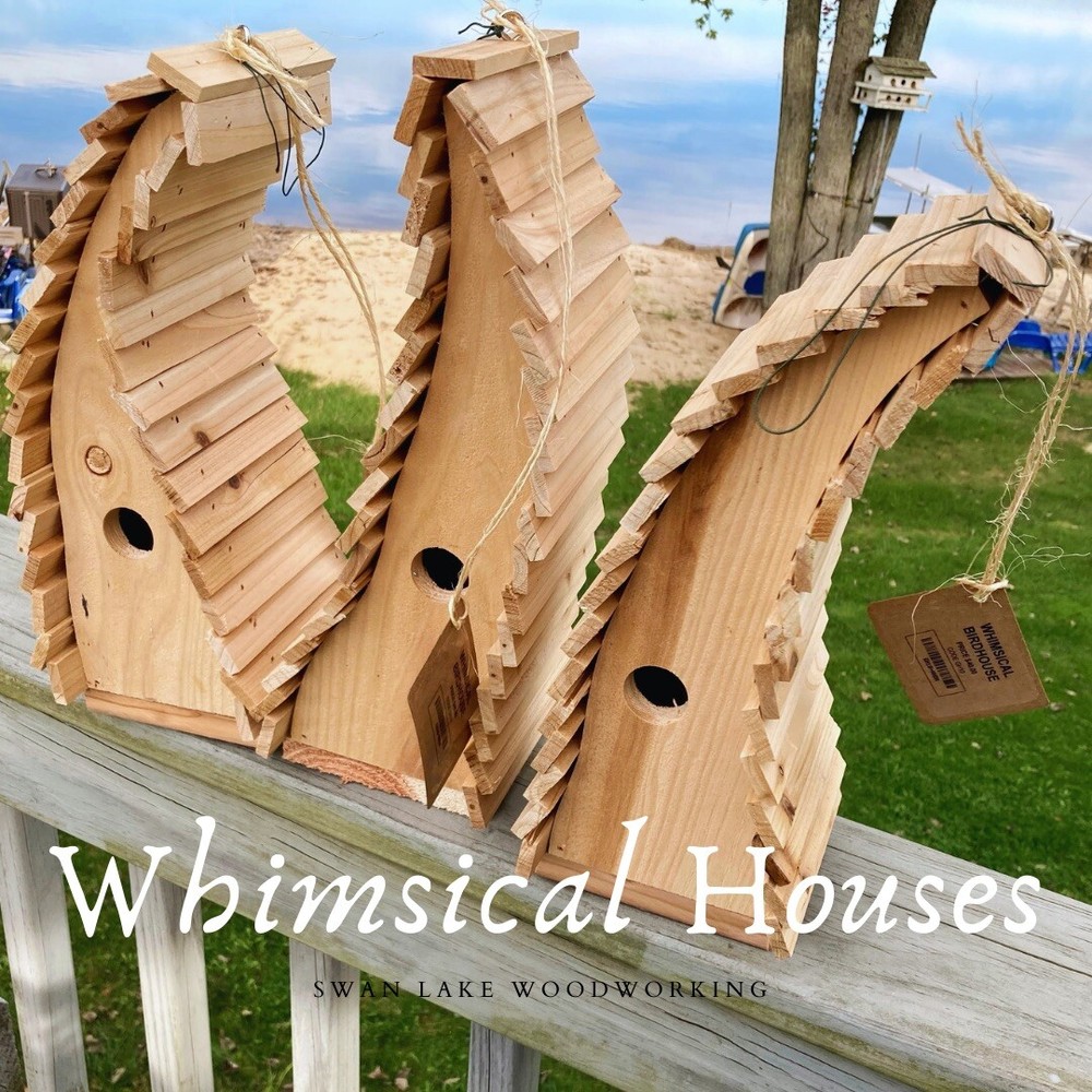 Whimsical Birdhouse- Hand carved