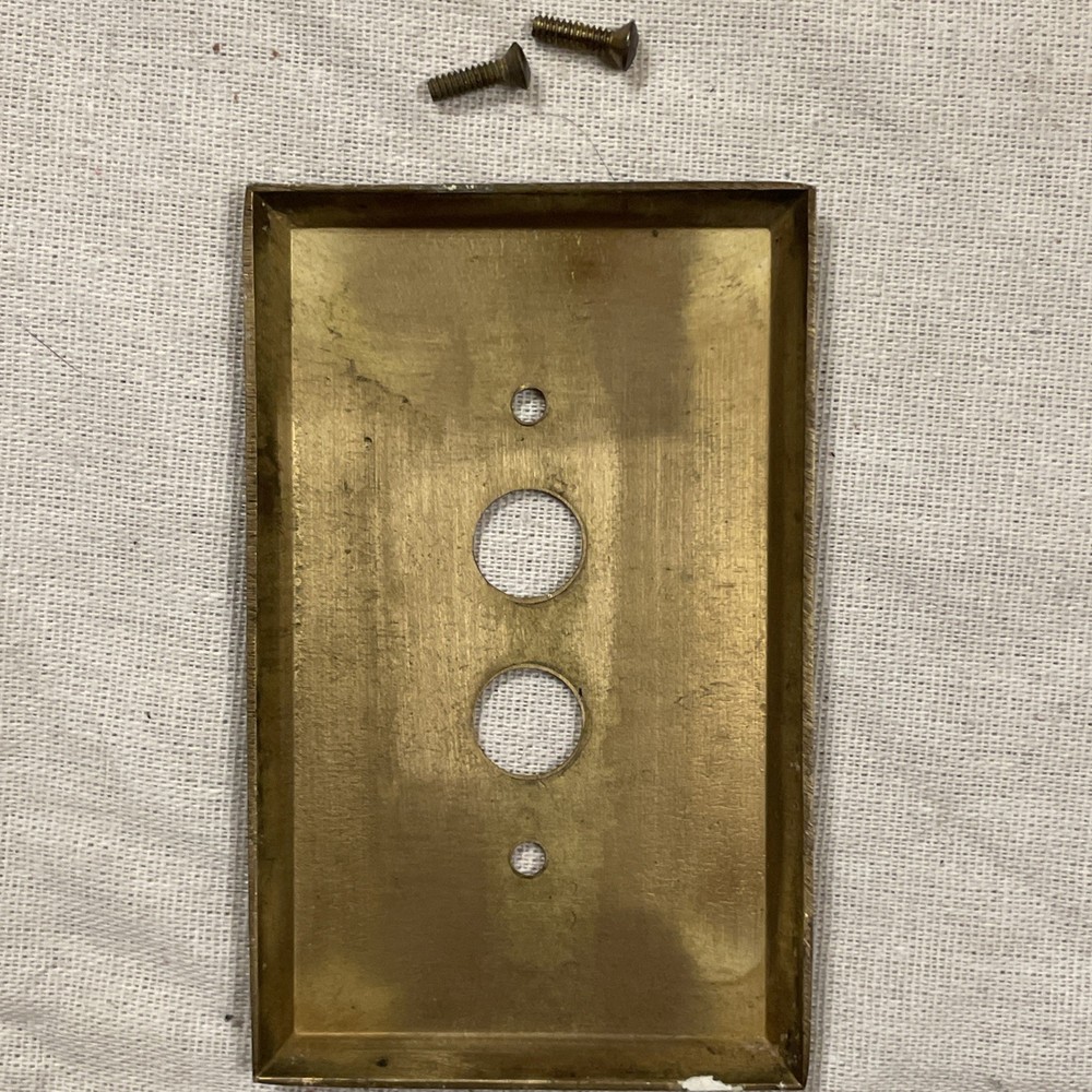 Push Button Single Light Switch Cover Plate Solid Heavy Brass Vintage 4.5 x 2.75