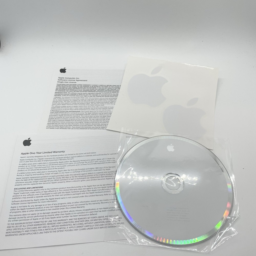 Apple iPod iTunes Installation Software CD Disc Software & Manuals Stickers