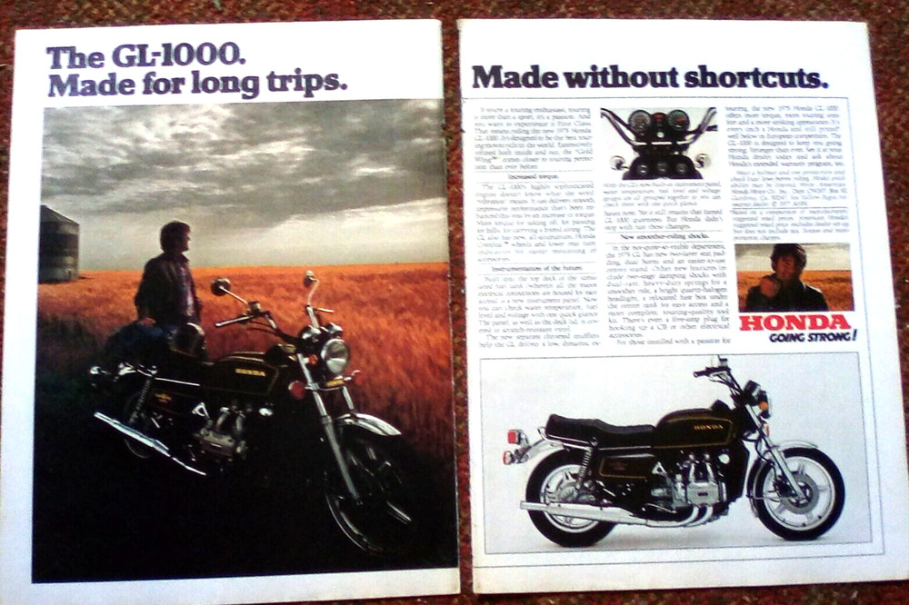 1978 Honda GL-1000 Motorcycle 2 Page Print Ad