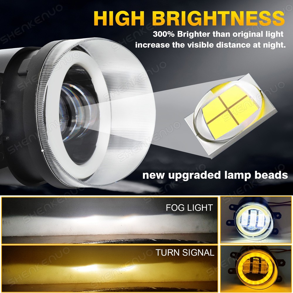 Pair LED Driving Fog Light Lamp Front Bumper Light Driver + Right Passenger Side