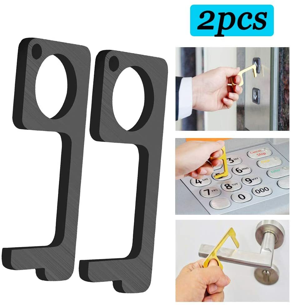 No Touch Door Opener Tool Handheld EDC Germ Key Tool Keychain (1 pack = 2 tools)