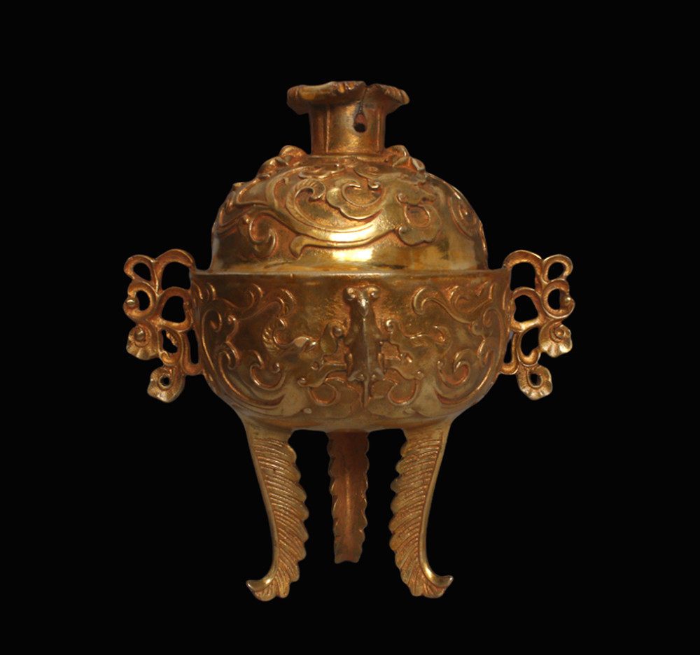 Daqing Signed Old Chinese Copper Gilding Incense Burner