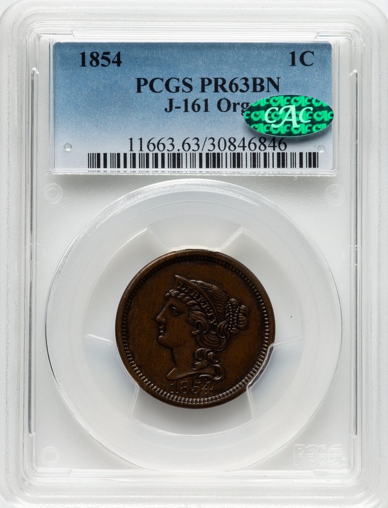 1854 Pattern Large Cent - PCGS PR63 BN CAC - RARE & DESIRABLE TRIAL ISSUE!