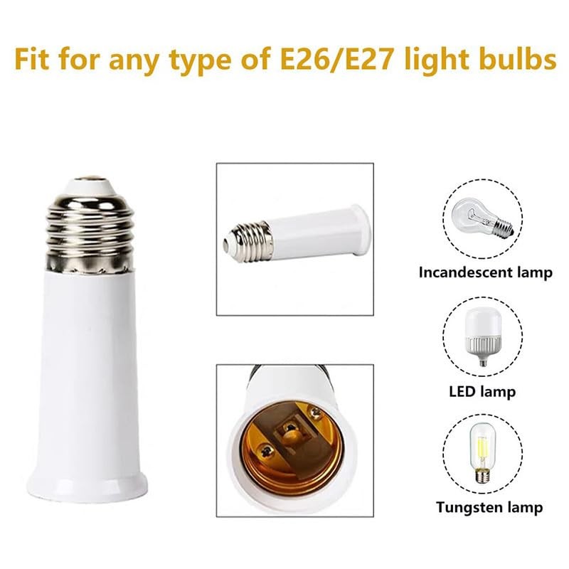 E26 Socket Extender, E26 Standard Medium Base,4.72 inch Extension Socket Adapter