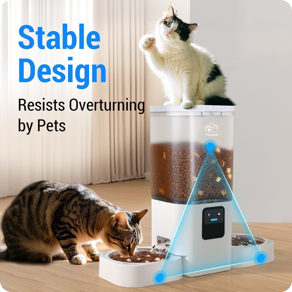 Automatic Cat Feeder 2 Cats with Slow Feed: Dual Automatic Dog Feeder with 5G...