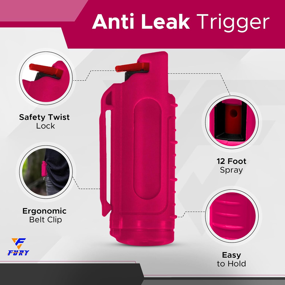 Hardshell Pepper Spray - 12Ft Range, Max Strength, UV Dye Identifier, Anti-Leak