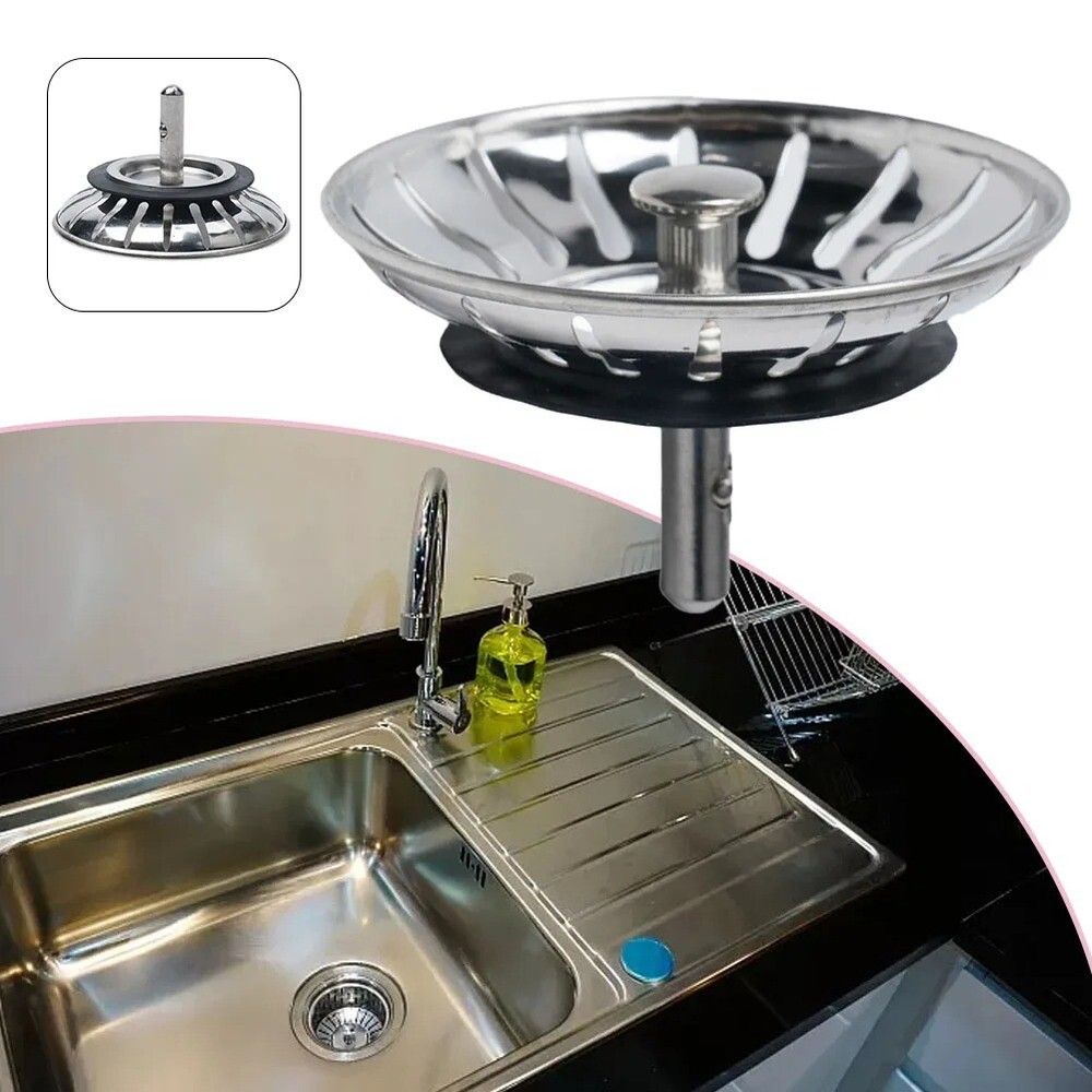 Premium Kitchen Sink Strainer Replacement Waste Plug Basin Drain Filter Steel